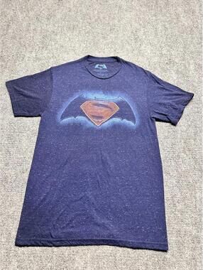 Batman v Superman Dawn of Justice Graphic Tee Shirt Blue Heather Men's Size S